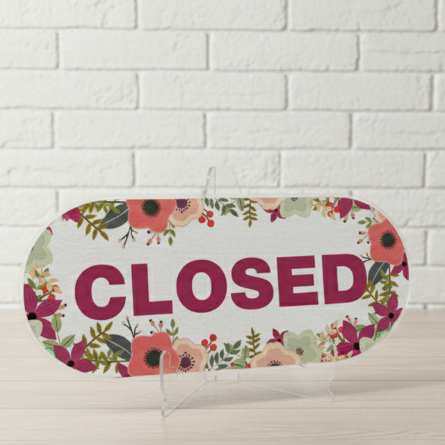 Jual Acrylic Table Sign CLOSED Sign Meja Model Oval dengan Stand ...