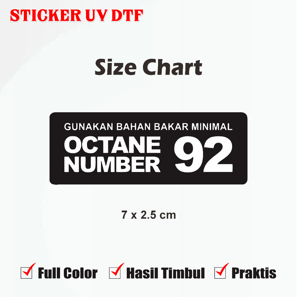 Jual Sticker Octane Number Ron 92 Stiker Motor Mobil Glossy Waterproof ...