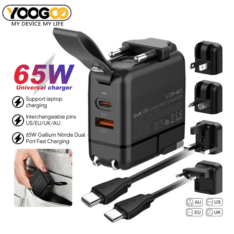 Jual 65W GaN Fast Charger Multiple Ports Travel Charger Multi USB QC3.0 ...