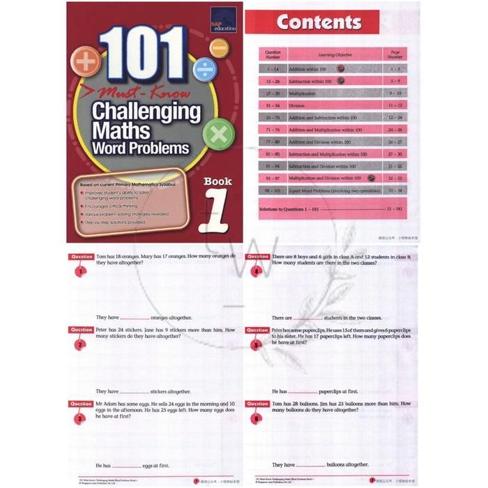 Jual BUKU SAP Education 101 Challenging Maths Word Problems 1 2 3 4 5 6 ...
