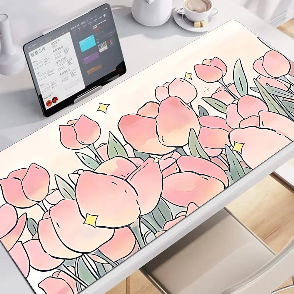 Jual Pink Tulips Mouse Gamer Keyboard Pad Extended Pads Large Gaming ...
