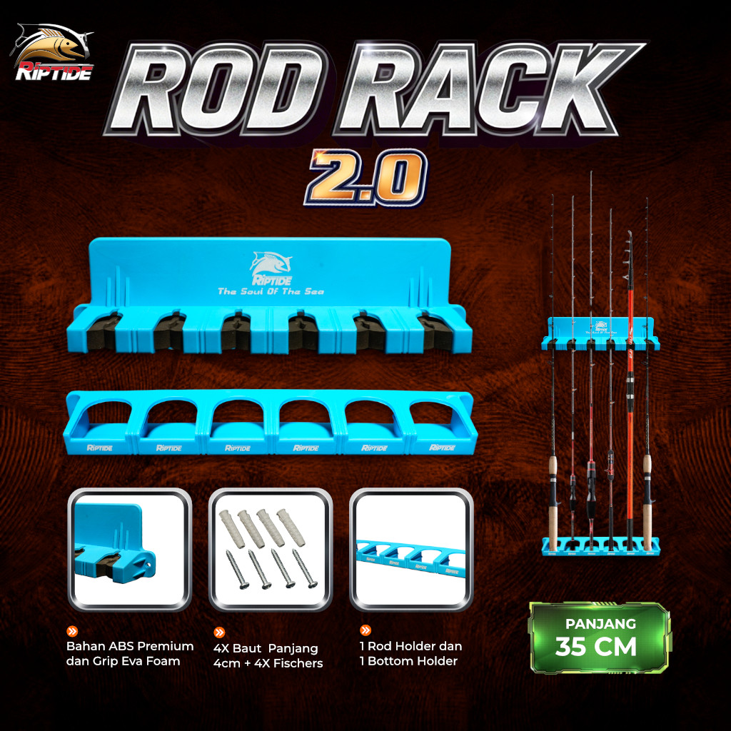 Jual RIPTIDE ROD RACK 2.0 RAK JORAN PANCING DINDING PRAKTIS (KAPASITAS ...