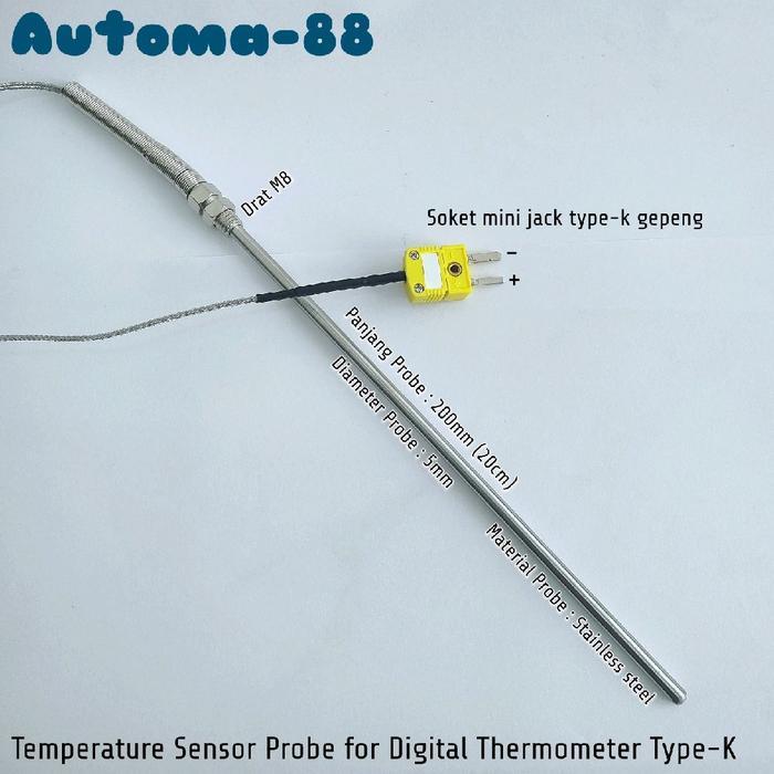 Jual AF Nt Temperature Sensor Thermocouple 200mm 20cm Type K Probe ...