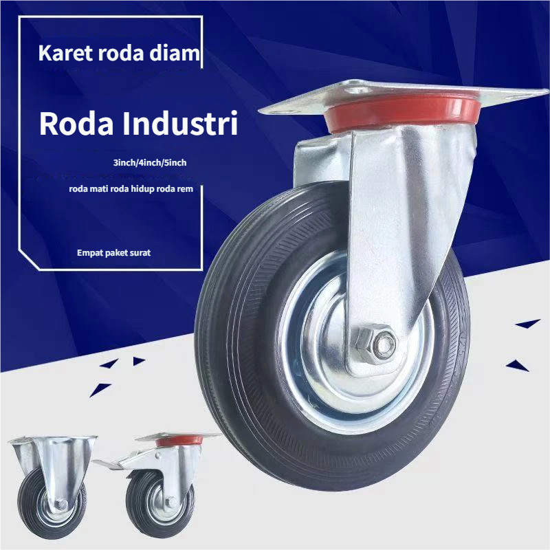 Jual Roda caster troli karet padat bebas tiup, roda universal dengan ...