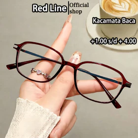 Red Line Kacamata Baca Plus Pria Wanita 2025 Baru Klasik Bingkai Kecil Fashion Square FrameTR90