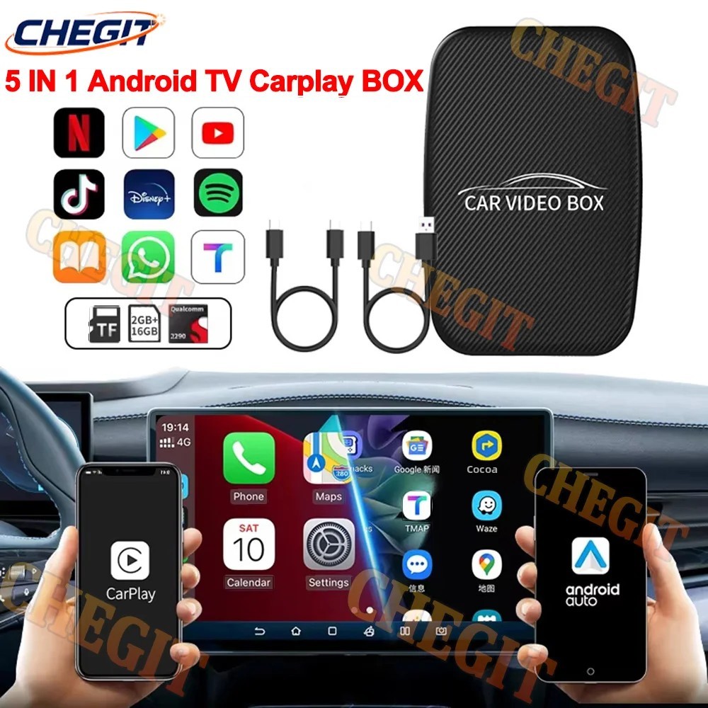 Jual 5 in 1 Carplay Ai Box Android Auto Wireless Carplay Adapter ...