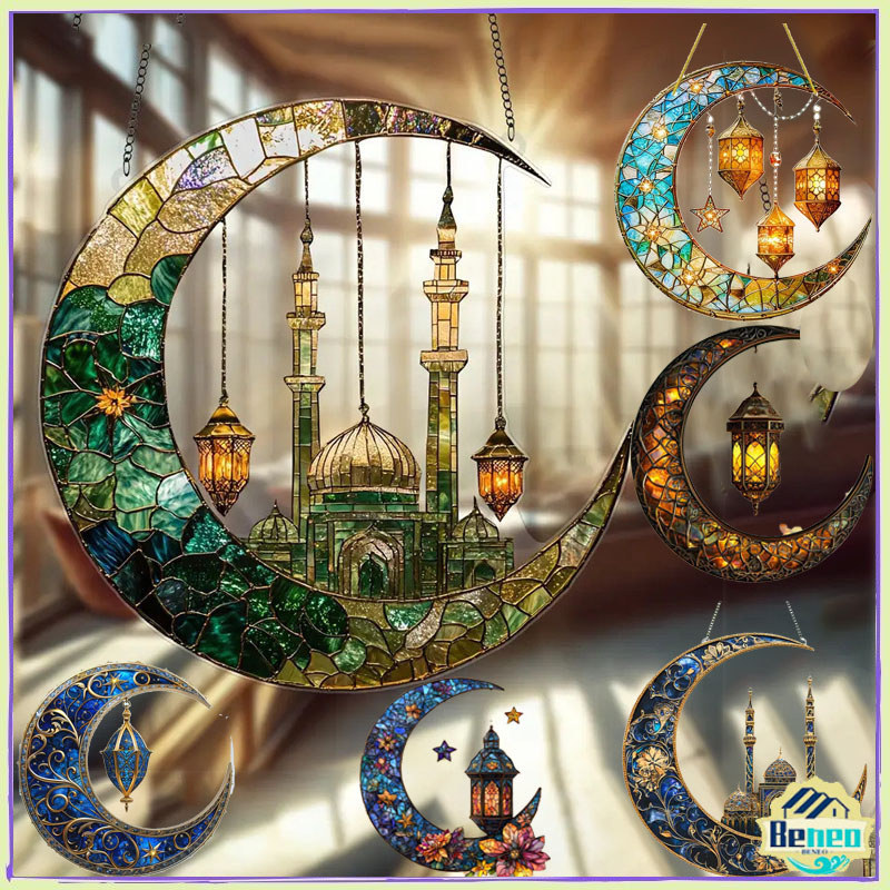Dekorasi Idul Fitri Dekorasi Ramadhan Gantungan Ornament Idul Fitri Acrylic Mirror Gold Hiasan Gantung Lebaran