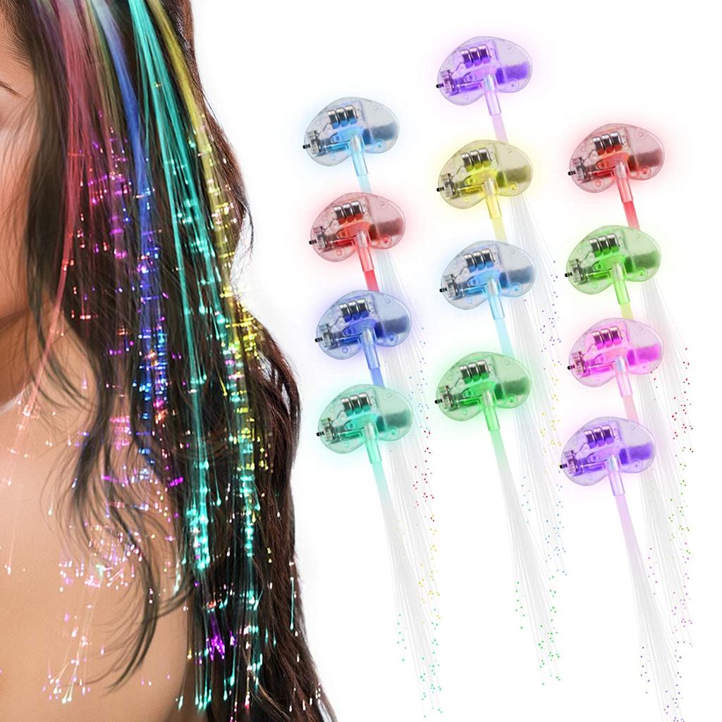 Jual 10 Packs LED Lights Hair Light-Up Fiber Optic LED Hair Barrettes ...