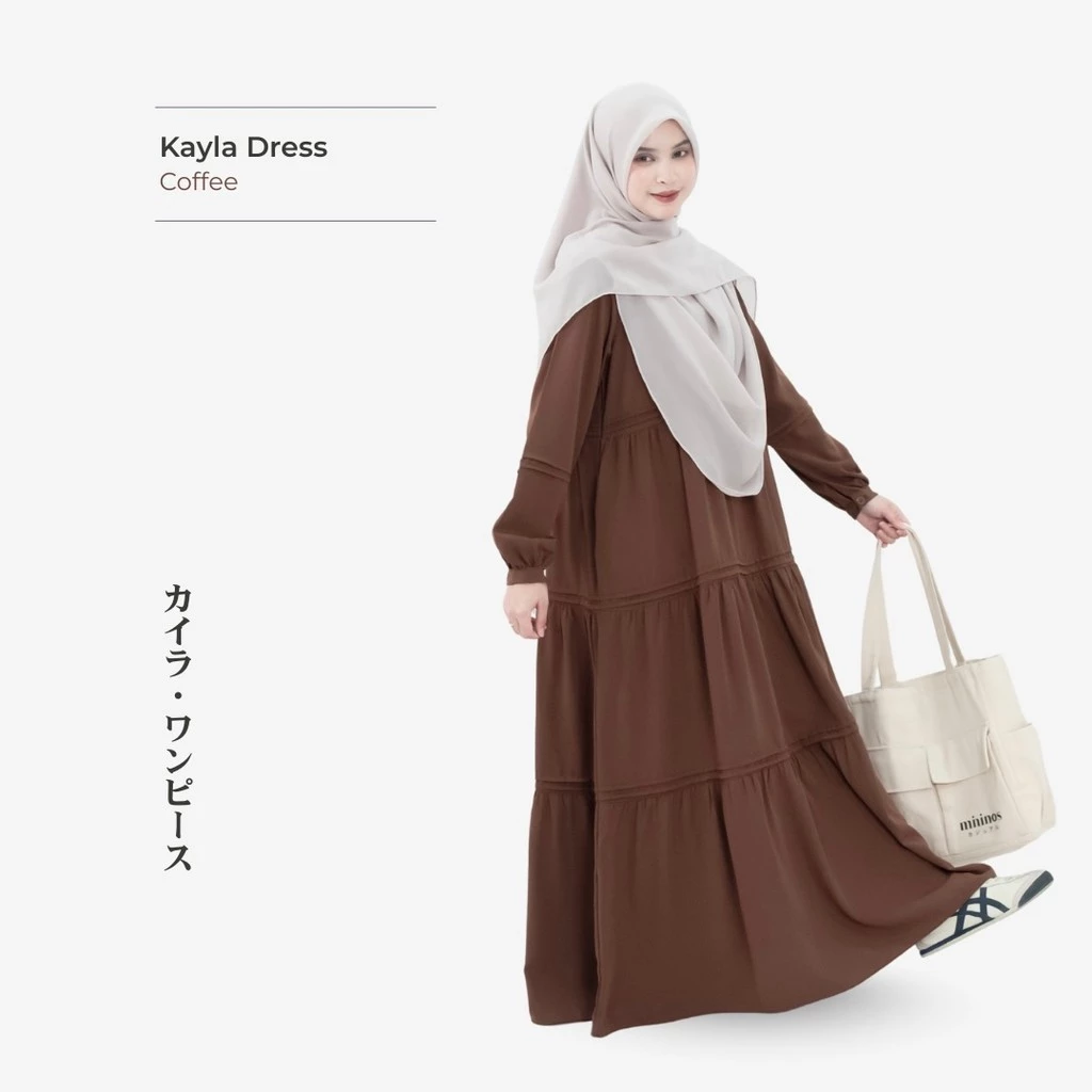 Mininos Kayla Dress Lipit Gamis Daily Busui Remaja Muslimah Terbaru