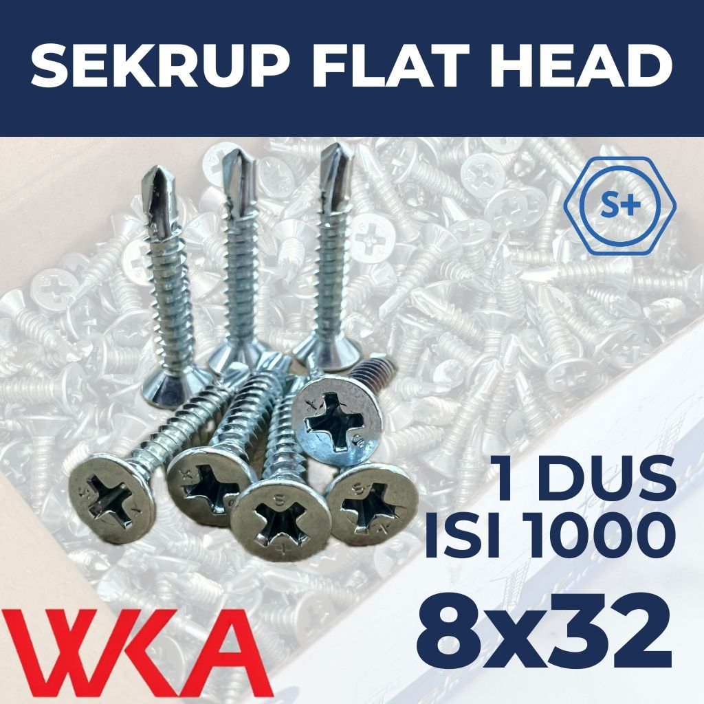Jual Sekrup Flat Head 3.2cm 8X32 (1 Dus Isi 1000 PCS) - SDS FH / SEKRUP ...