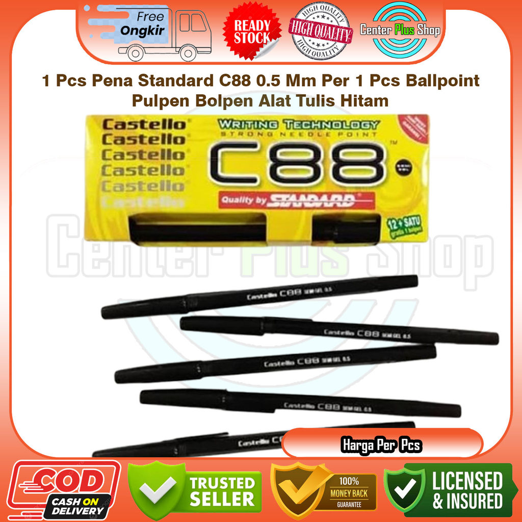 Jual BollPen 1 Pcs Standard Pulpen C88 Warna Hitam Black Balpent Point ...