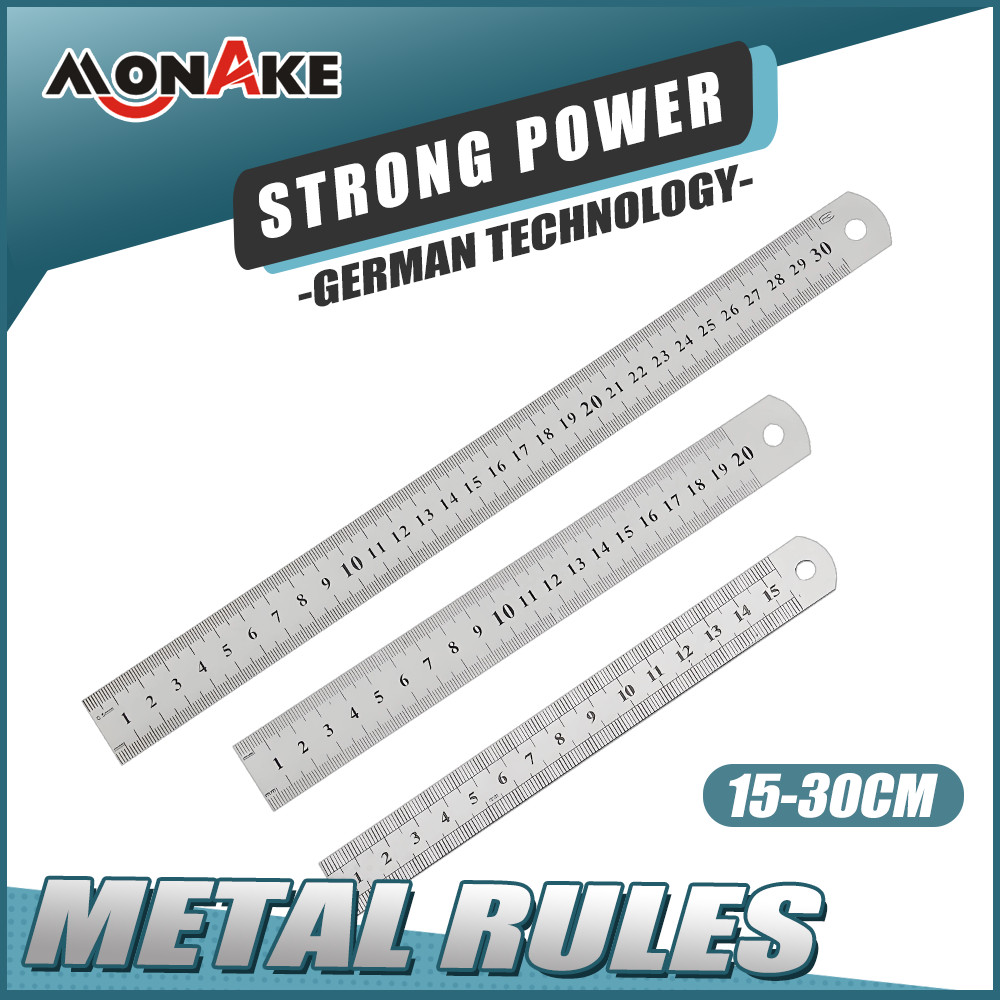 Jual MONAKE Alat Jerman Metal Rules15/20/30CM Penggaris Besi Penggaris ...