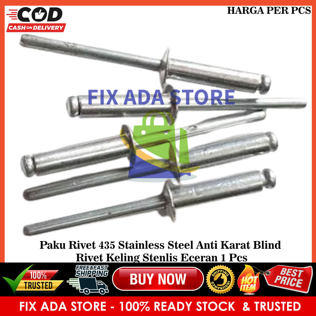 Jual 1 Pcs Paku Rivet 435 Stainless Steel Anti Karat Blind Rivet Keling ...