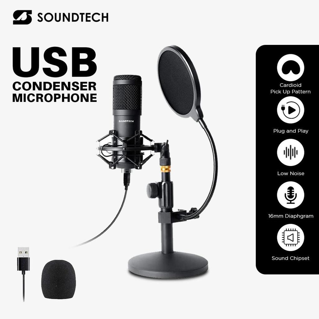 Jual SOUNDTECH ST-800 USB Condenser Microphone 192kHz 24bit Plug & Play ...