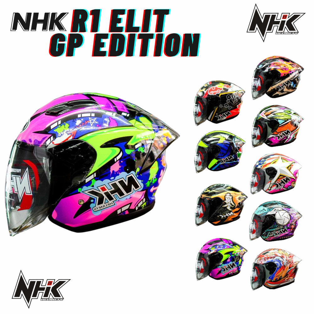 Jual HELM NHK R1 ELITE GP EDITION MOTIF LIGHT SMOKE | HELM HALF FACE ...