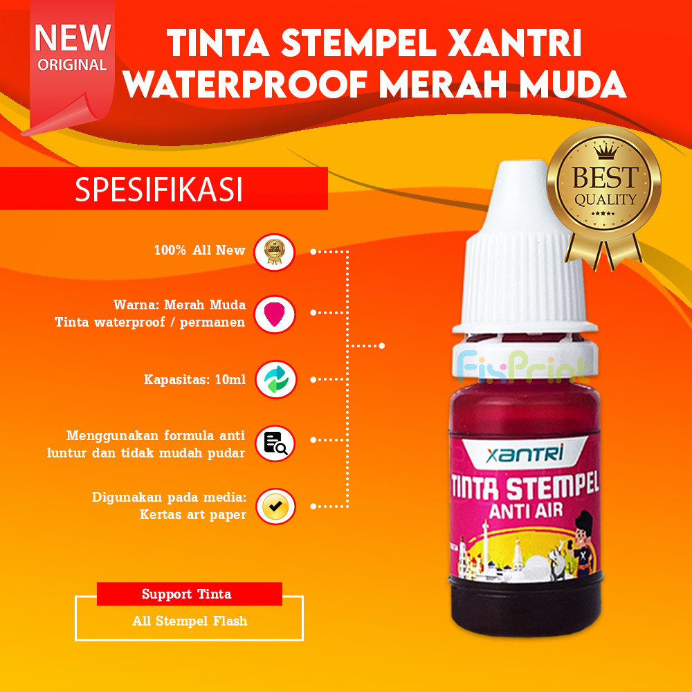 Jual Tinta Stempel Flash Merah Muda 10ml, Refill Stamp Ink Waterproof ...