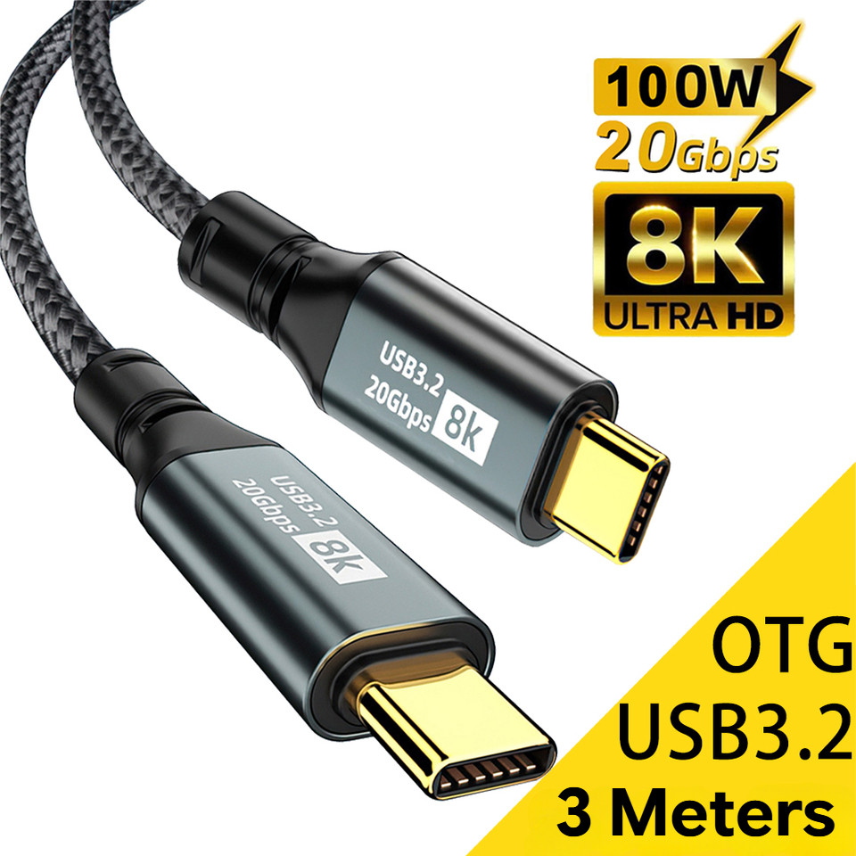 Jual 3M USB Type C to Type C ThunderBolt 3 Cable PD100W USB 3.2 20Gbps ...