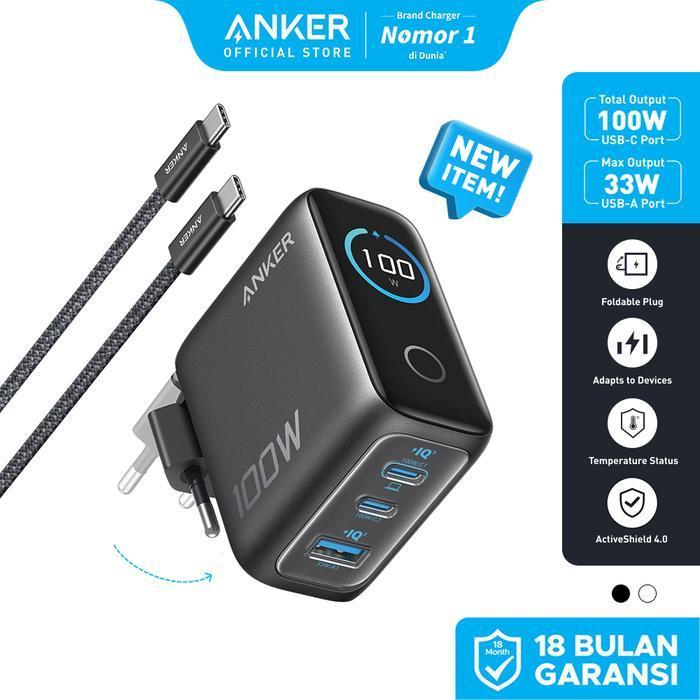 Jual Anker GaN Charger Smart Digital Display 100W PD PPS 3 Port ...