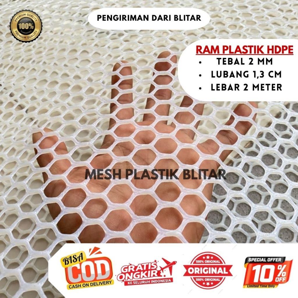 Jual ORIGINAL Ram jaring plastik HIJAU/PUTIH ECER LUBANG 1,3 Lebar 2 ...