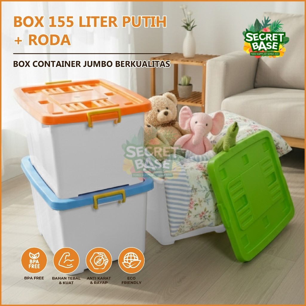 Jual BOX 155 LITER PUTIH + RODA - Kontainer Box Plastik / Box Container ...