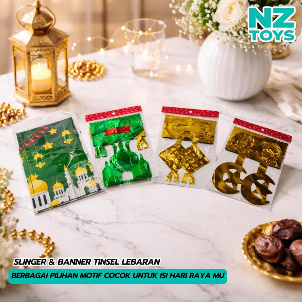 PAKET HEMAT 10PCS Slinger Hiasan Lebaran 2 Meter | Dekorasi Idul Fitri Tema Emas Hijau | Cocok untuk Rumah & Ruang Tamu