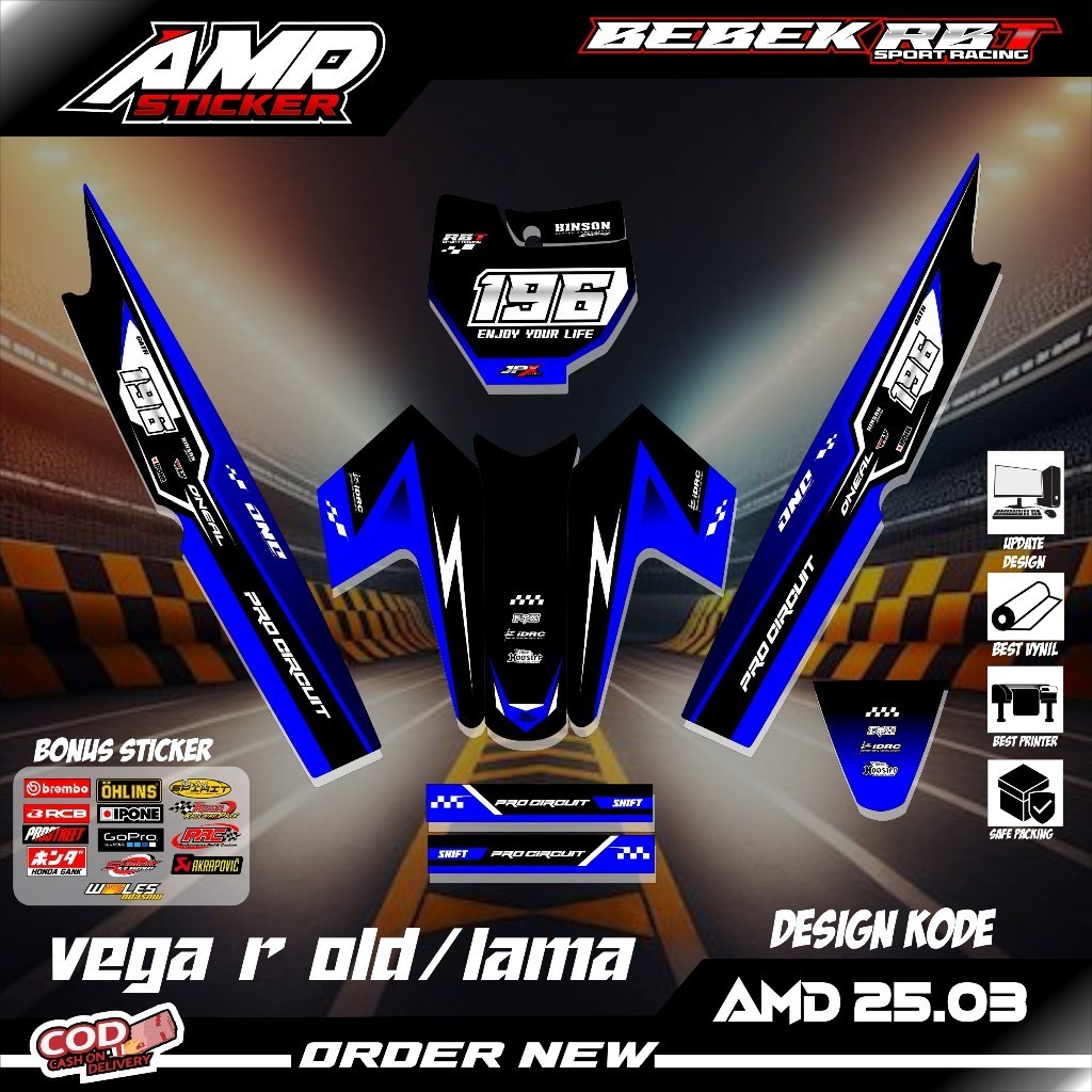 Jual Sticker Striping RBT VEGA R OLD BEBEK MODIF SUPERMOTO YZ CRF KLX ...
