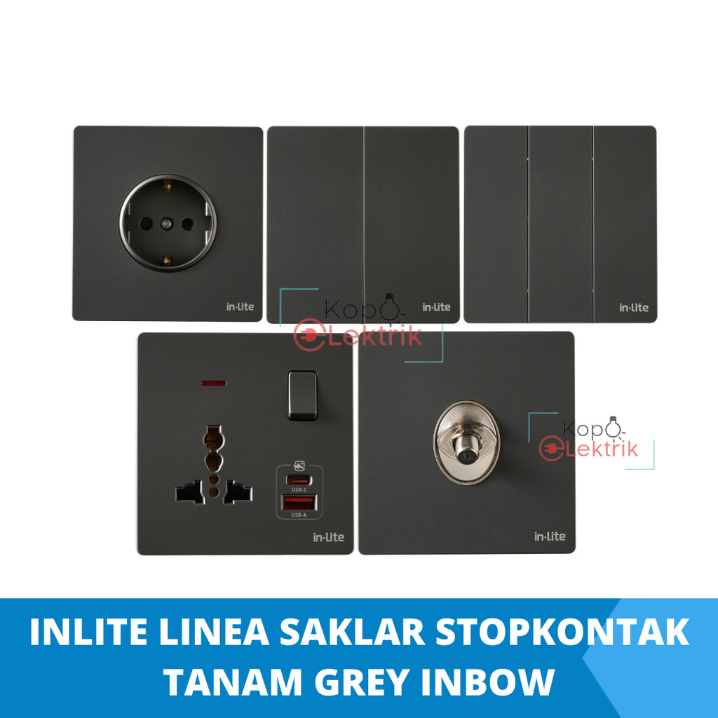 Jual Inlite LINEA Saklar Stopkontak Tanam INSW Grey Inbow | Shopee ...