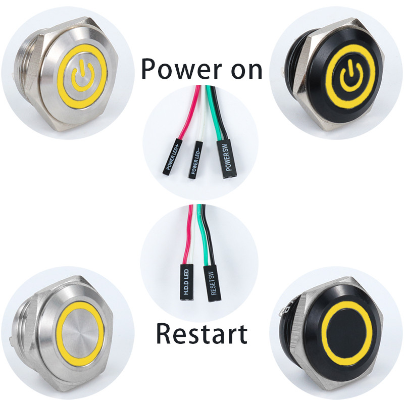 Jual 12/16/19/22mm Computer Power On/Restart With Lamp Metal Push ...