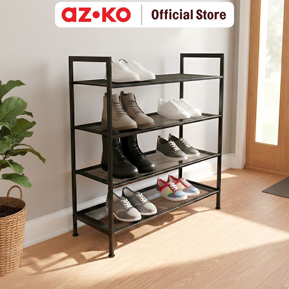 Jual AZKO Stora Rak Sepatu Mesh 4 Tingkat 62x25x74 cm - Hitam Shoe Rack ...