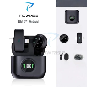 POWRISE K31Pro Wireless Microphone 2 In 1 Clip On Mic Plug Play Dual Lavalier Microphone