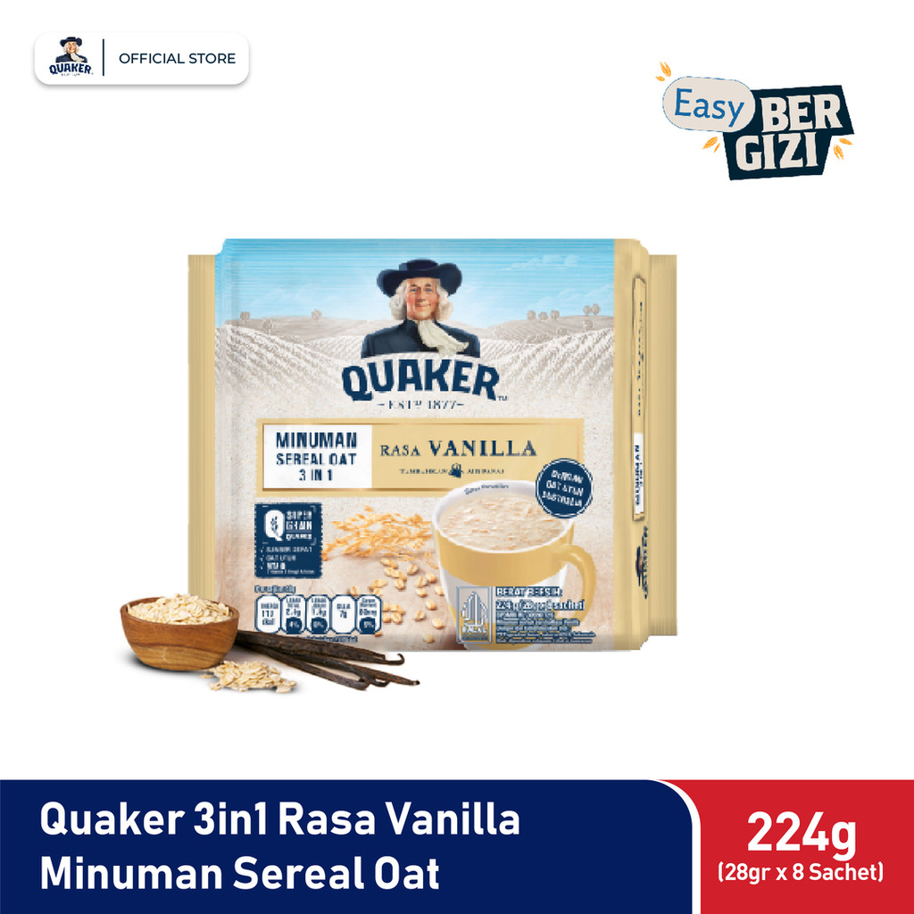 Jual Quaker 3in1 Vanilla Minuman Sereal Oat 224gr (24gr x 8 sachet ...