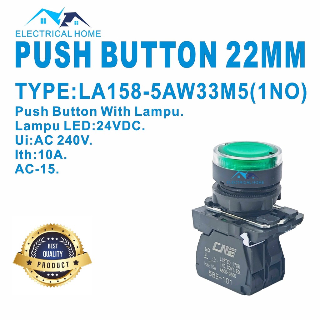 Jual Push Button With Lampu LED 22mm 5AW33M5 Hijau 24VDC | Shopee Indonesia