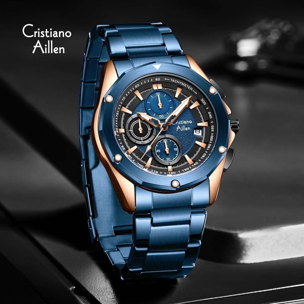 Jual Cristiano Aillen Jam Tangan Pria Analog 8899 Rantai Stainless