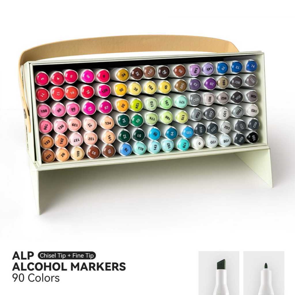Jual ARRTX ALP Dual Tip Alcohol Marker Set With Box 90 Colors | Shopee ...