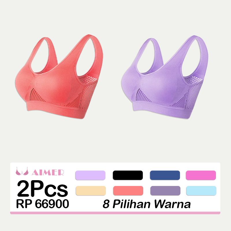 Jual AIMER [2pcs] Sport Bra Jumbo Push Up Bra Yoga Bh Bra Olahraga ...