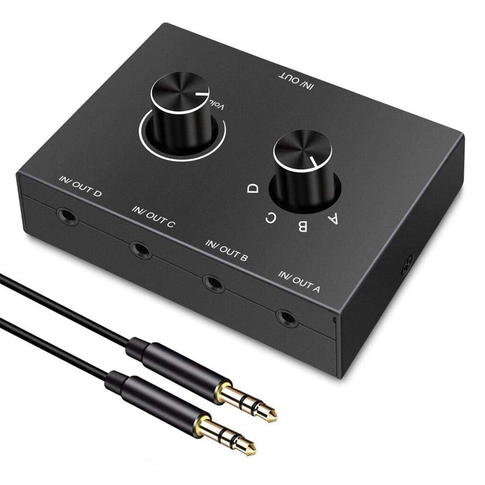 Jual 4 Way 3.5mm Jack Audio Switcher Stereo Bi-Directional Audio Switch ...