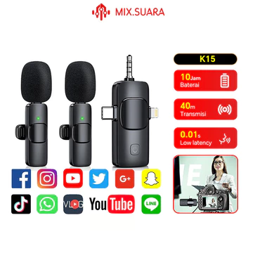 MIX.SUARA K21 X23C Mini Mic Wireless Clip On Konten Kreator Degan 3 Modes EFEK Suara Live Vlog
