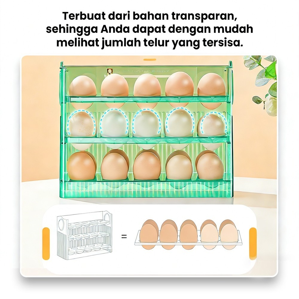 Jual Rak Penyimpanan Telur 3 Tingkat Susun Pintu Kulkas Container Box ...
