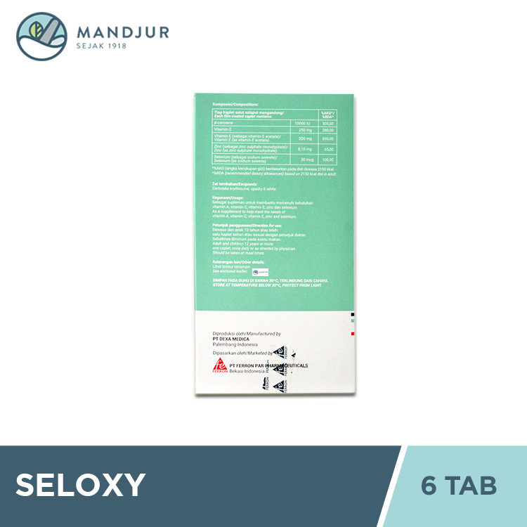 Jual Seloxy 6 Kaplet - Vitamin A, C, E, Zinc dan Selenium | Shopee ...