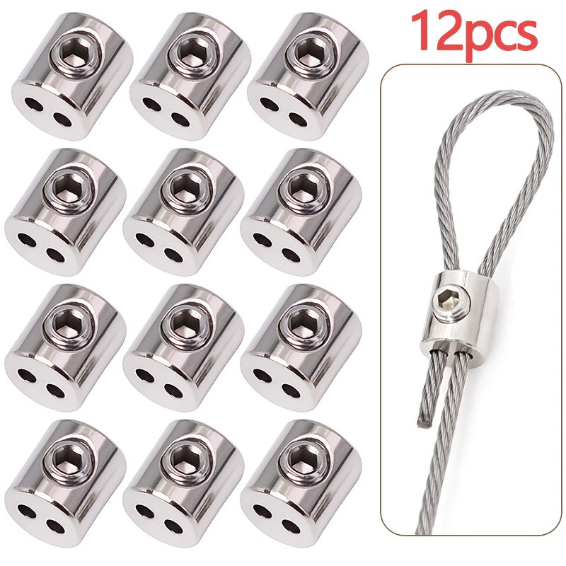 Jual 12pcs Adjustable Steel Wire Rope Clips with Dual Holes Secure ...