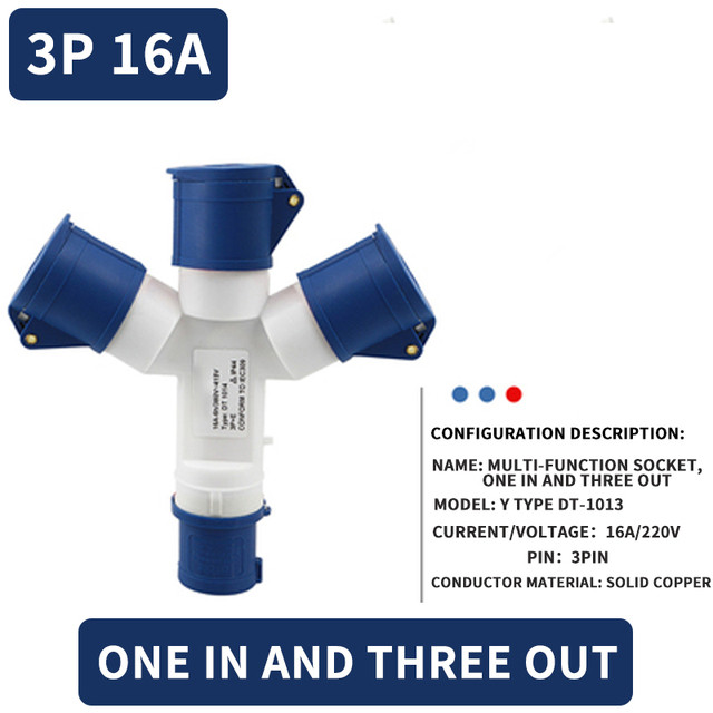 Jual KRE IP44 Waterproof Industrial Plug Three-Way Y-Type Socket 16A ...