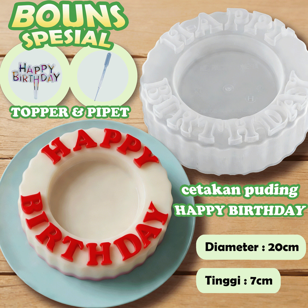 Jual Cetakan Puding Happy Birthday Ulang Tahun Plastik Premium 1,2 ...