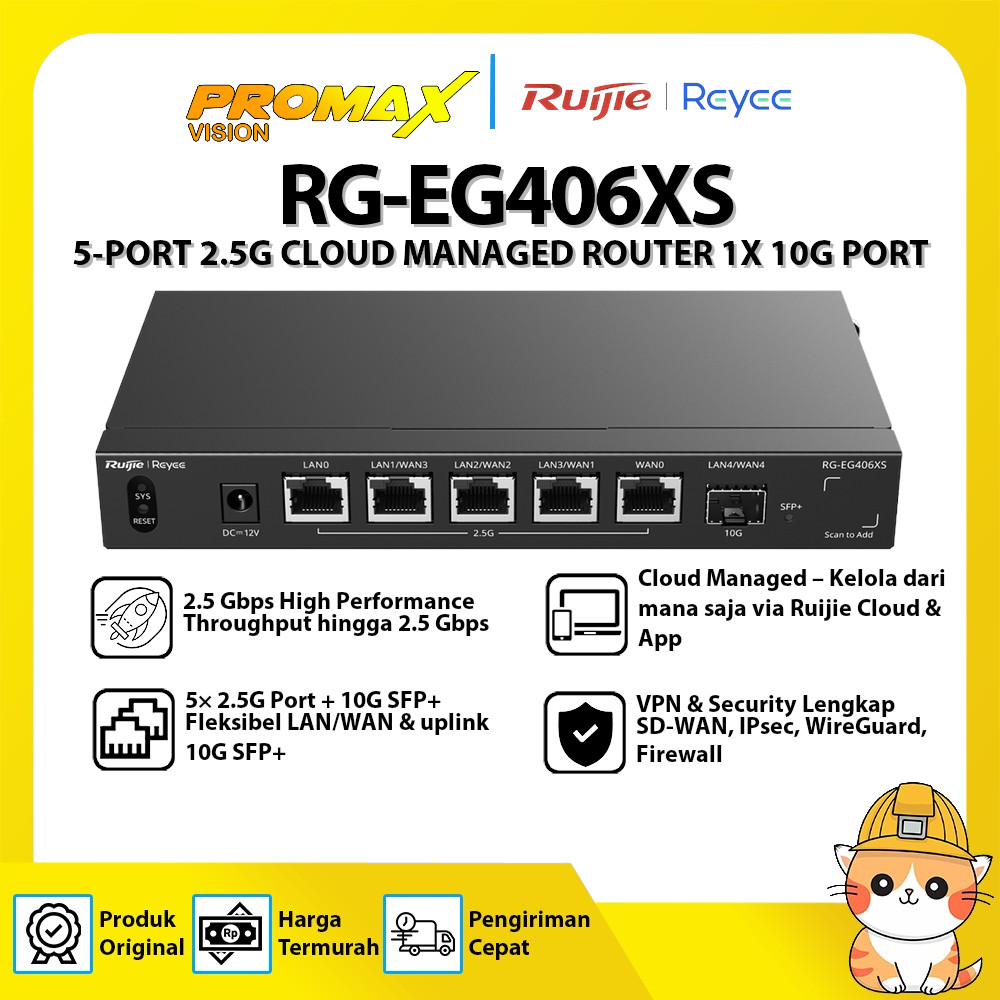 Jual RUIJIE REYEE RG-EG406XS 5-PORT 2.5G CLOUD MANAGED ROUTER, 1 X 10G ...