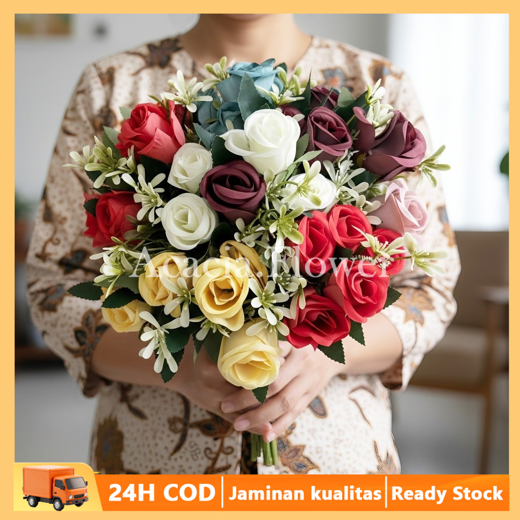 Jual Bunga Mawar Kuncup 5 Cabang Hias Buket Pengantin Seikat Bunga ...