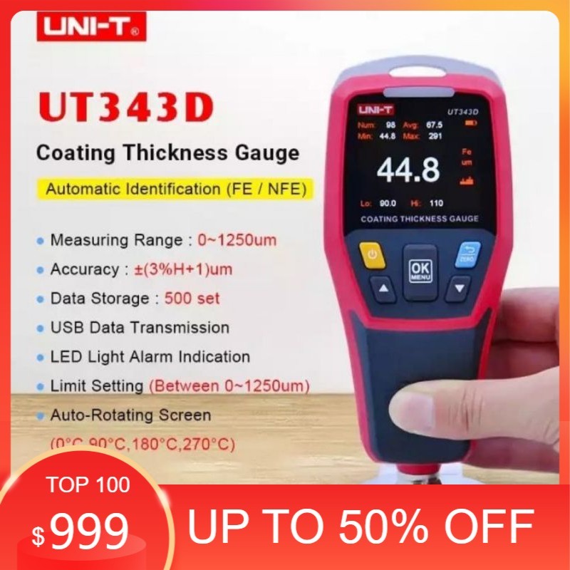 Jual tumukan UNI-T UT343D Thickness Gauge Digital Coating Gauge Meter ...