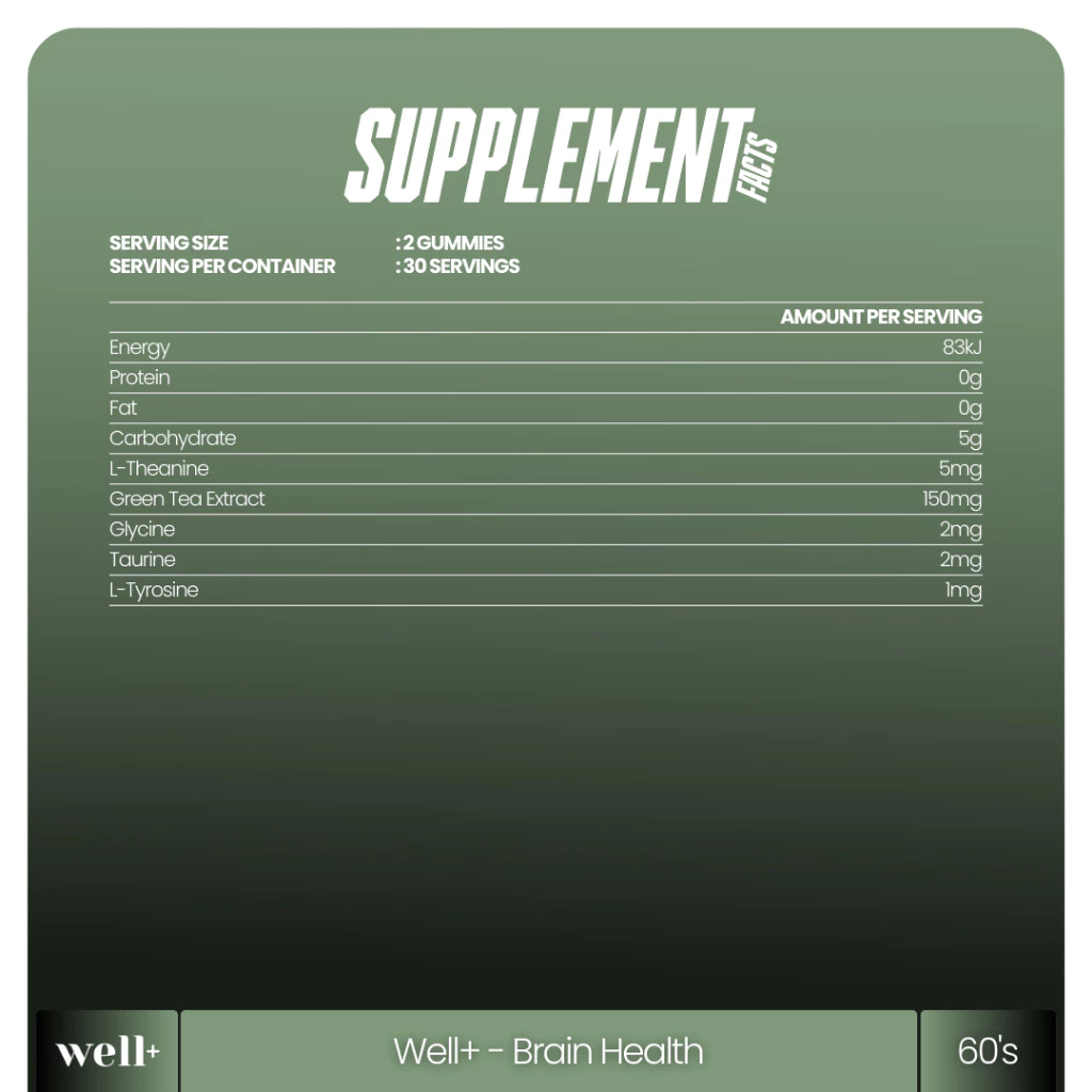 Well+ Brain Health Multiberry 60 Gummies – Suplemen Fokus Otak, L-Theanine Taurine Green Tea Extract – BPOM - foto 1