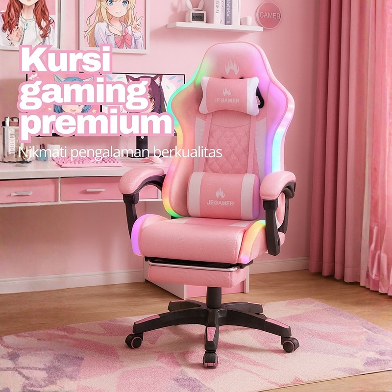 Jual BB-Kursi gaming ergonomis dengan fungsi pijat strip LED dan ...