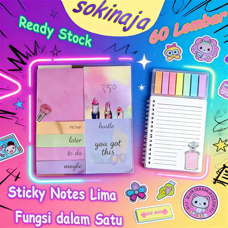 Jual Sticky Notes 5 in 1 Multifungsi: Kosong, Penanda Halaman, Catatan ...