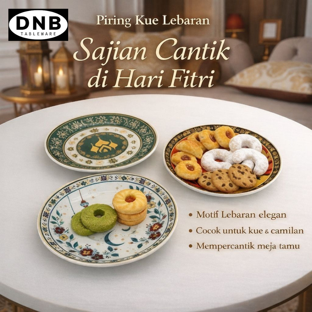Piring Kue Lebaran 14 cm Piring Sajian Kue Cantik Motif Idul Fitri