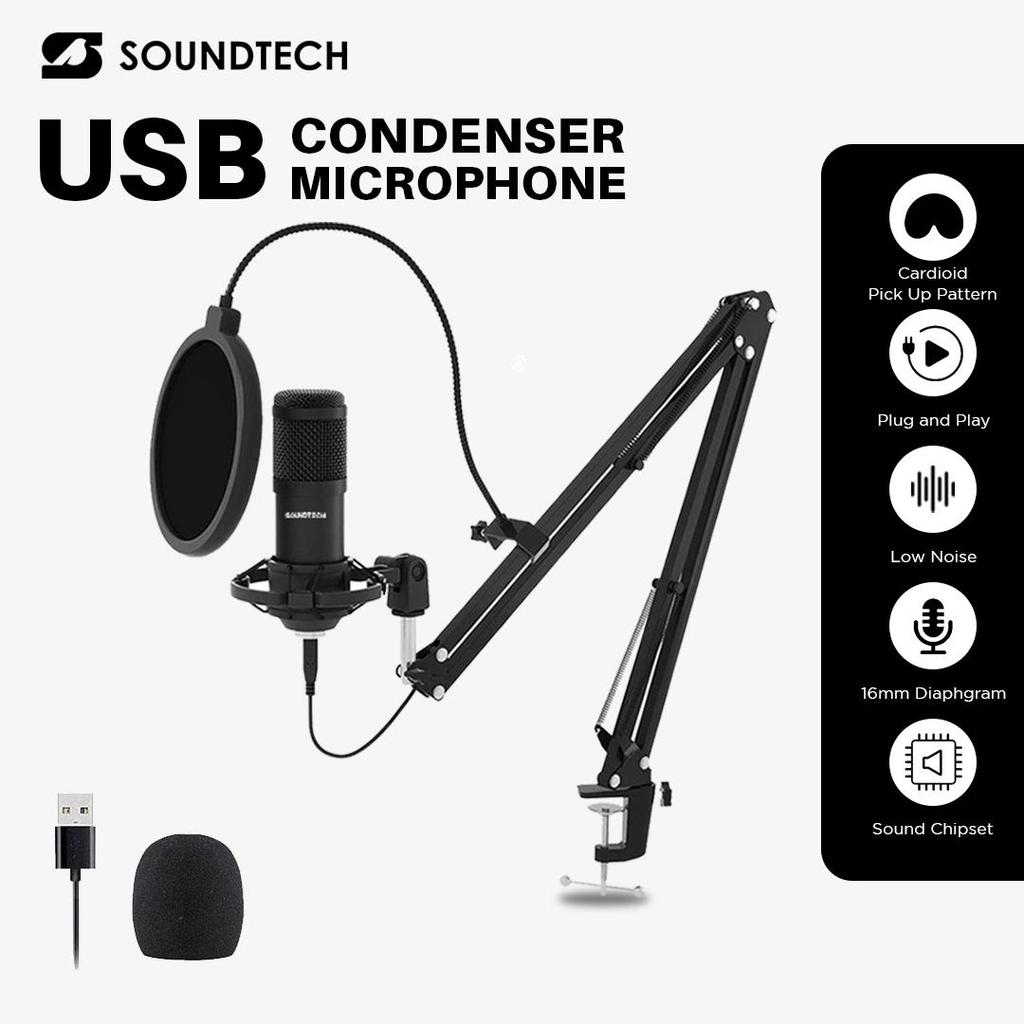 Jual SOUNDTECH ST-800 USB Condenser Microphone 192kHz 24bit Plug & Play ...